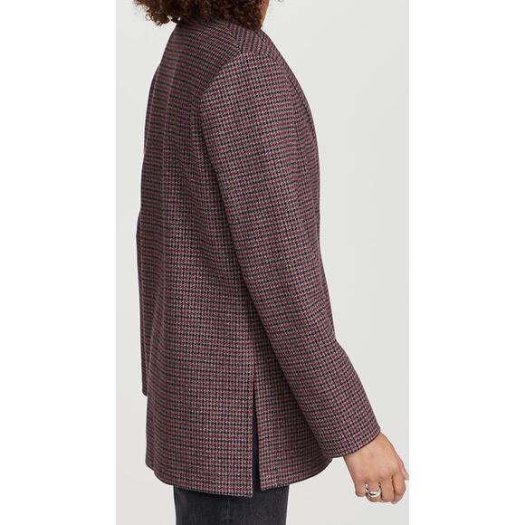 Theory Collin Houndstooth Knit Cardigan Womens Small Merlot Multi Blazer $175 - Picture 3 of 9